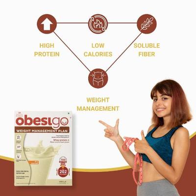Obesigo Weight Management Plan Powder - Vanilla Shake (Pack of 7 x 50 g) - Weight Loss