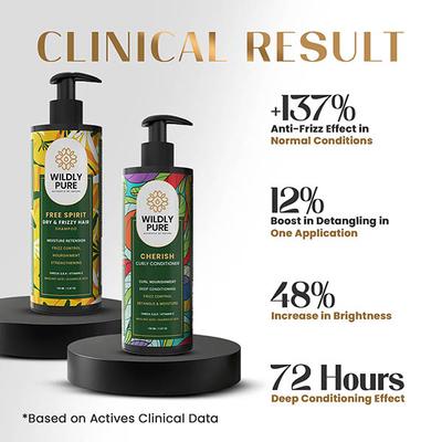 Wildly Pure Curly Shampoo & Conditioner Combo for Dry, Frizzy Hair with Omega 9, 6 & 3 and Vitamin E 300 ml - Shampoos