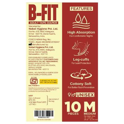 B-Fit Adult Economy TAPE Diaper (M) 10's - Adult Diapers & Pads