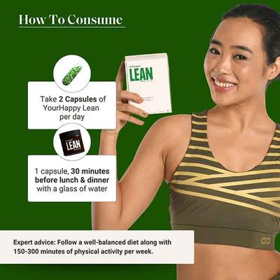 YourHappyLife Lean Capsules With Carbbliss, Slimbliss, Garcinia For Weight Loss, Fat Burn 60 Pcs 1's - Weight Loss