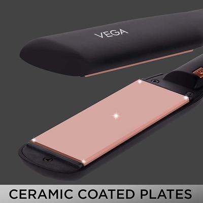 Vega Pro Ease Hair Straightener with Temperature and Wide Ceramic Coated Plates (VHSH-26) Black 1's - Straighteners