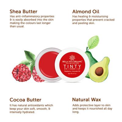 Bella Vita Organic Raspberry 3 In 1 Tinty For Lips 8 gm - Lip Stains & Tints
