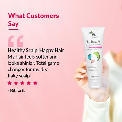 Fixderma Bioteez-S Anti Dandruff Shampoo - Flaky Scalp Condition, Relieves Itchy & Dry Scalp, Sulphate & Paraben Free 75ml - Dry Shampoos & Conditioners