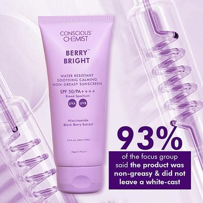 Conscious Chemist Berry Bright SunscreenSpf 50 Pa ++++Uva/UvbNiacinamide & Berry Extract 50 gm - Face Sunscreen