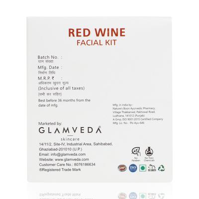 Glamveda Red Wine Advance Anti Ageing Facial Kit 40g each 3's - Facial Kits