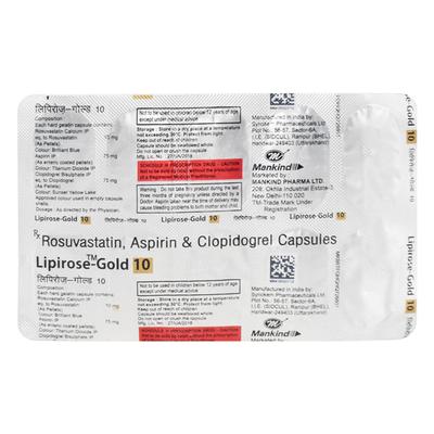 Lipirose Gold 10mg Capsule 10'S - High Cholesterol-Dys