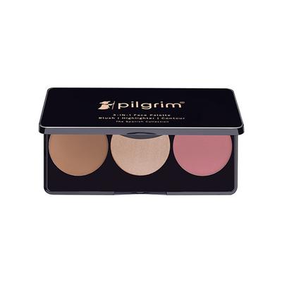 Pilgrim 3-In-1 Face Palette -Soft Elegance-Blush, Highlighter & Contour for Light Skin Tone 12 gm - Blushes