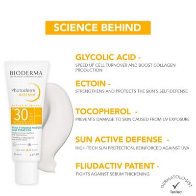 Bioderma Photoderm AKN Mat SPF 30 Matifying Fluid 40 ml - Face Sunscreen