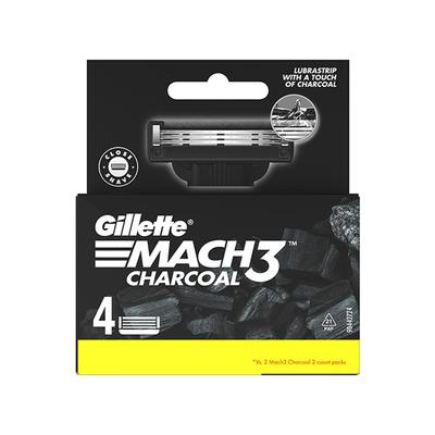 Gillette Mach3 Charcoal Shaving Razor Blades - Lubastrip For A Smooth Glide 4's - Razors & Cartridges