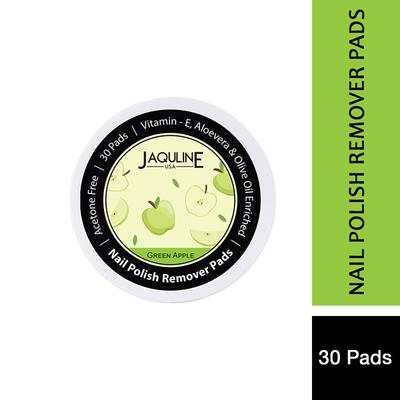 Jaquline USA Nail Polish Remover Pads Green Apple (Pack of 30) 1's - Nail Polish Remover