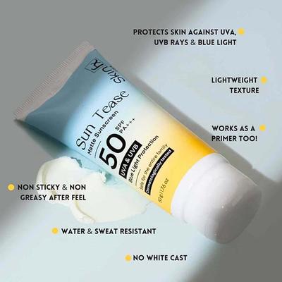 Skin Fx Sun Tease Tinted Sunscreen SPF 50 PA+++ Blue light Protection 50 gm - Face Sunscreen