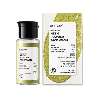 Brillare Neem Powder Face Wash For Clear, Purified, Acne Prone Skin 15 gm - Face Wash & Cleansers