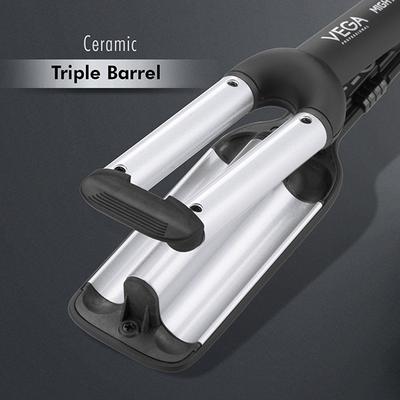 VEGA Professional Mighty Mini Triple Tong Hair Waver, (VPVMS-07) 235g 235 gm - Rollers & Curlers