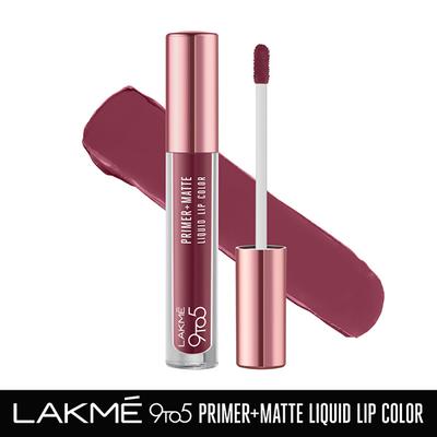 Lakme 9to5 Primer + Matte Liquid Lip Color MM1 Edgy Mauve 4.2 ml - Primer