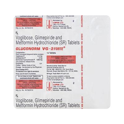 GLUCONORM VG 2 FORTE Tablet 15's - Diabetes-Ant