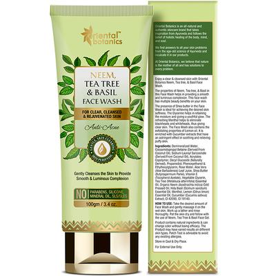 Oriental Botanics Neem, Tea Tree and Basil Face Wash 100 ml - Face Wash & Cleansers