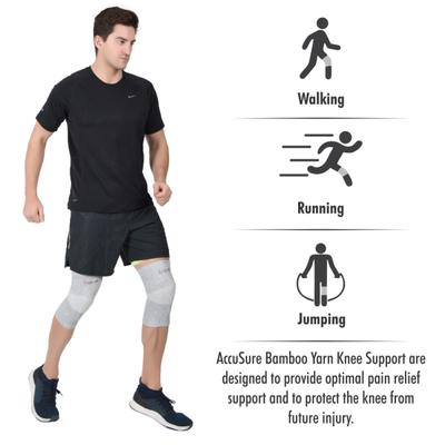 AccuSure Orthopedic Pain Relief Bamboo Yarn Knee Cap - Gray (L) 1's - Knee/Ankle/Leg/Foot Supports