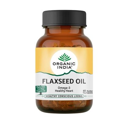 Organic India Flax Seed Oil Veg Capsule 60's - Herbal Dietary Supplement