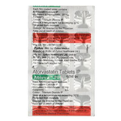 ATORVA 20mg Tablet 15's - High Cholesterol-Dys
