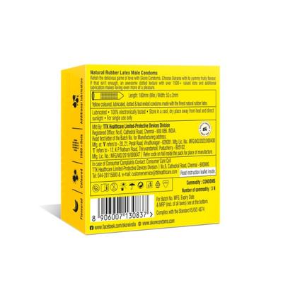 Skore 1500+ Raised Dots Condoms - Banana 3's - Plain/Flavoured Condoms