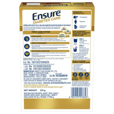 Ensure Diabetes Care Specialized Nutrition Drink Refill - Chocolate Flavour 375 g - Diabetes (Fitness)