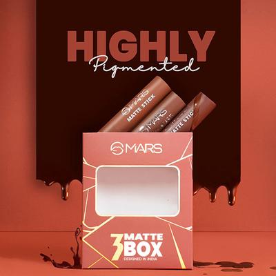 MARS Matte Lipsticks Box (3.2 X 3g) - 01 Reds and Maroons 1's - Lipsticks