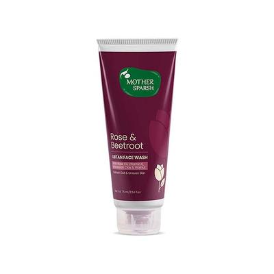 Mother Sparsh Rose and Beetroot Ubtan Face Wash for Dull and Uneven Skin with Rose Oil Vitamin E Moroccan Clay and Walnut 75ml - Face Wash & Cleansers