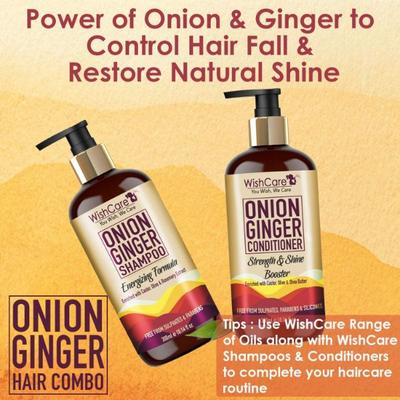 WishCare Onion Ginger Shampoo - Onion Shampoo for Hairfall Control - Paraben and Sulphate Free 300 ml - Shampoos