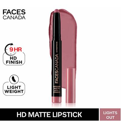 Faces Canada Ultime Pro Hd Intense Matte Lips + Primer - Lights Out 24, 9Hr Long Stay 1.4 gm - Lipstick Primers & Plumpers