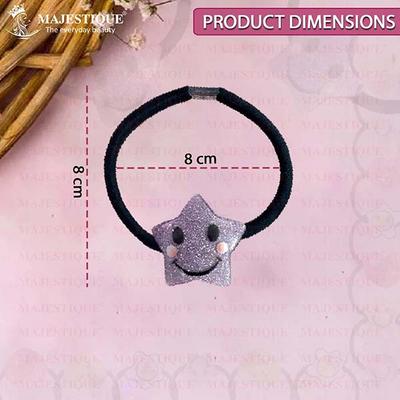 Majestique Smiley Star Rubber Bands For Baby, Hair Ties, Elastic Ponytail Holders, Best Gift For Her - Multicolor 12's - Hair Clips/Bands