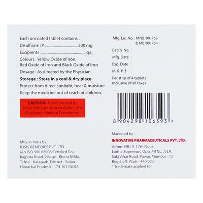 ALCONIX 500mg Tablet 4's - Alcohol Addiction