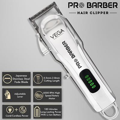 VEGA Professional Pro Barber Hair Clipper for Barbers and Home, 240 Mins Runtime, (VPVHC-09) 1's - Rollers & Curlers