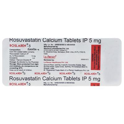 Roslaren 5mg Tablet 10'S - High Cholesterol-Dys