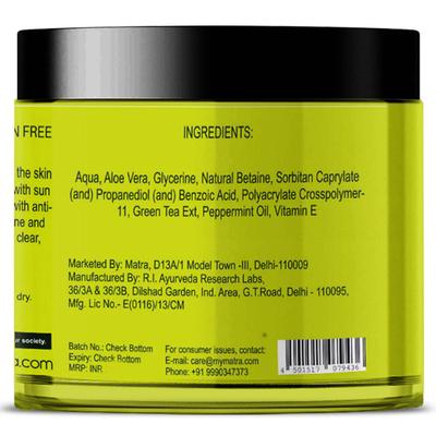 Matra Aloe Vera Glow Gel - Green Tea and Peppermint Extracts 100 gm - Face Gels
