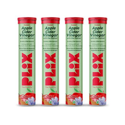 Plix The Plant Fix Probiotics+ Apple Cider Vinegar Effervescent Tablets 60 Tablets, Unisex 4's - Apple Cider Vinegar - Acv