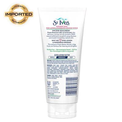 St. Ives Radiant Skin Pink Lemon & Mandarin Orange Face Scrub 170 gm - Scrubs & Exfoliants