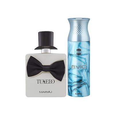 Maryaj Tuxedo EDP Spicy Woody Perfume And Ajmal Avid Homme Deodorant Aquatic Woody Fragrance 300 ml - Men Perfumes (Edt/Edp)