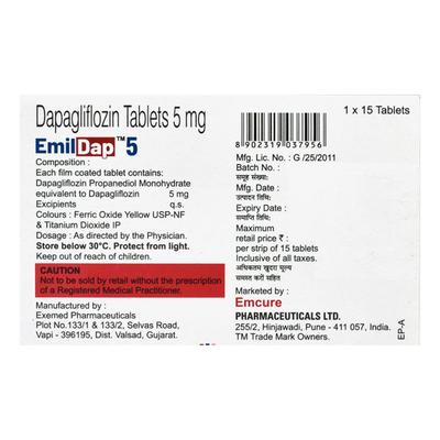 EMILDAP 5 Tablet 15's - Diabetes-Ant