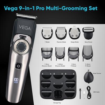 Vega 9 In 1 Pro Multi Grooming Trimmer for Men (VHTH-32) 583 gm - Shaving & Hair Removal