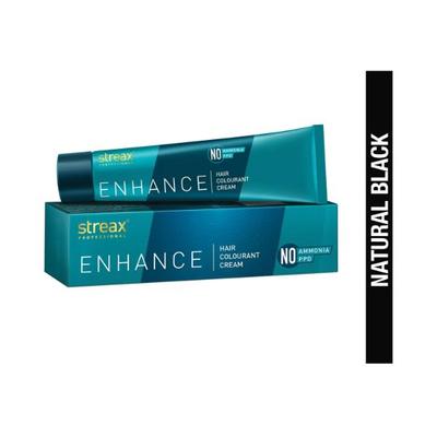 Streax Professional Enhance Ammonia PPD Hair Colourant Cream - Natural Black 1 90gm - Crème
