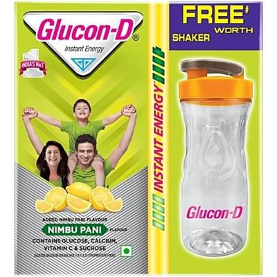 Glucon-D Instant Energy Powder - Nimbu Pani (Refill) + (Shaker Worth Rs 100) 450 g - Energy Drinks