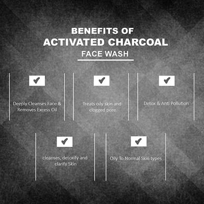 Glamveda Men Activated Charcoal Detox Face WashFor Blackhead Removal 100 ml - Face Wash & Cleansers
