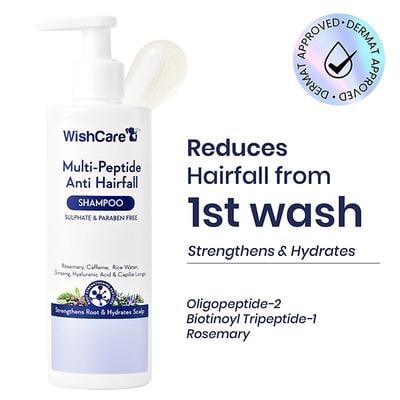Wishcare Multi Peptide Rice Water Anti Hairfall Shampoo - Rosemary, Capilia Longa, HA and Caffeine 250 ml - Shampoos