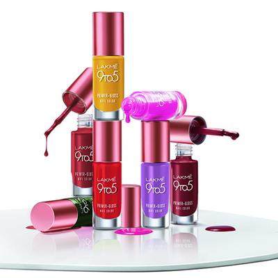 Lakme 9To5 Primer + Gloss Nail Colour Red Splash 6 Ml - Nail Polish