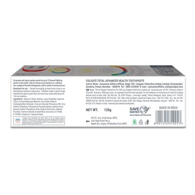Colgate-Palmolive,Colgate Total Whole Mouth Health, Antibacterial Toothpaste (Advanced Health) 120 gm - Toothpaste