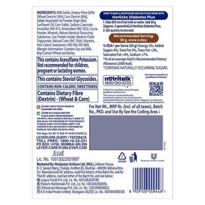 Horlicks Diabetes Plus Powder - Chocolate Flavour (Refill Pack) 400 g - Diabetes (Fitness)