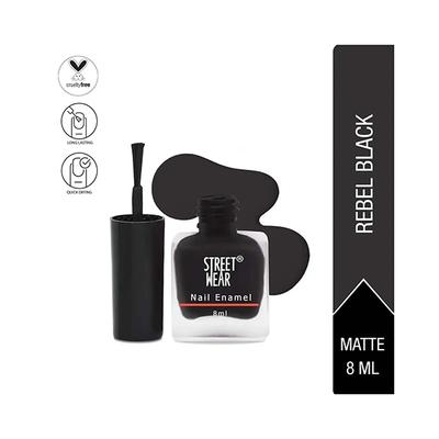 Streetwear Nail Enamel (Matte) - Rebel Black 8 Ml - Nail Polish
