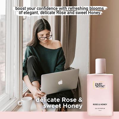 Pure Sense Rose & Honey Long Lasting Perfume Floral Fragrance for Women 50 ml - Women Perfumes (Edt/Edp)