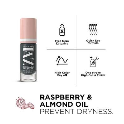 Zayn & Myza Breathable Nail Enamel With Raspberry & Almond Oil, Charcoal Smoothie 6 ml - Nail Polish