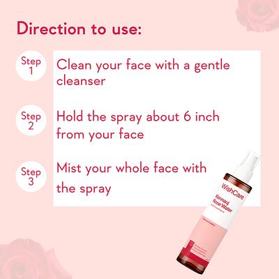 Wishcare 100% Pure & Natural Kannauj Rose Water Face Toner For Glowing Skin (200ml) - Face Moisturizers